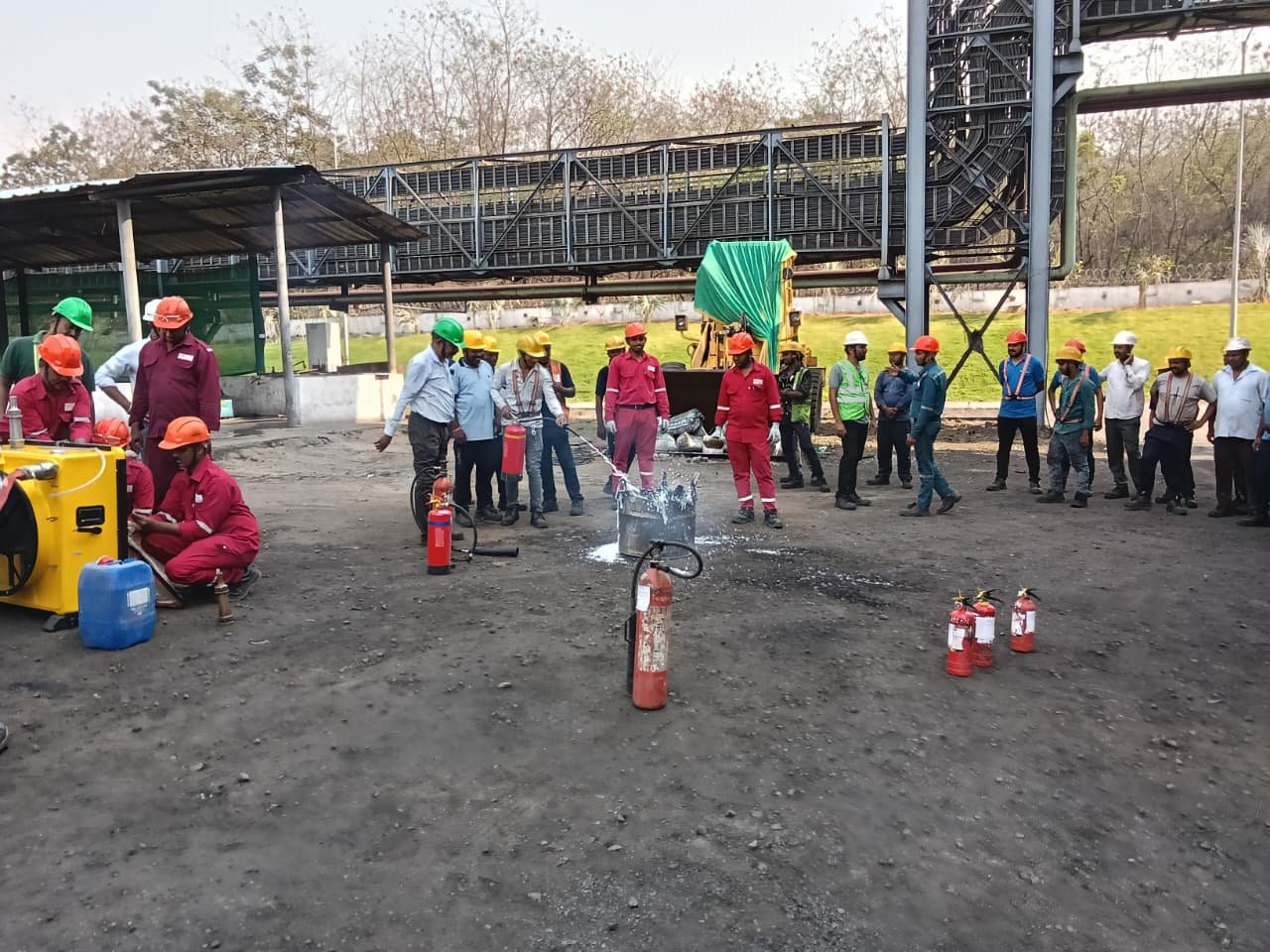 Heavy lifting equipment positioned at an industrial site