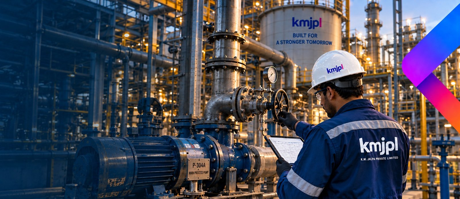 Plant operation and maintenance work carried out by a KMJPL O and M team